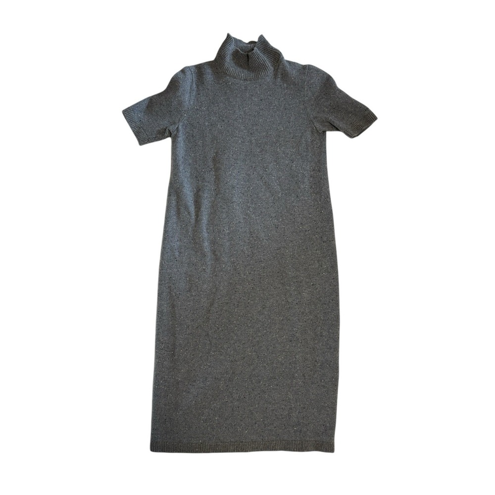 Lafayette 148 Sweater Dress Womens Medium‎ Gray Cashmere Wool Stand Collar